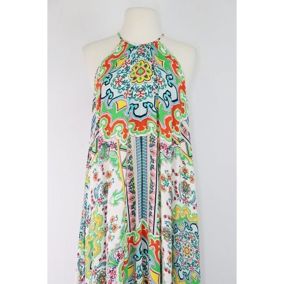 Anthropologie Ella Halter Maxi Dress Tunic Sleeveless Handkerchief Hem XS Small - Picture 6 of 9
